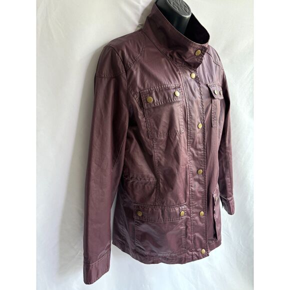 Banana Republic Waxed Burgundy Light Jacket Size S Utility Cotton Retro 90s 80s - Picture 4 of 12